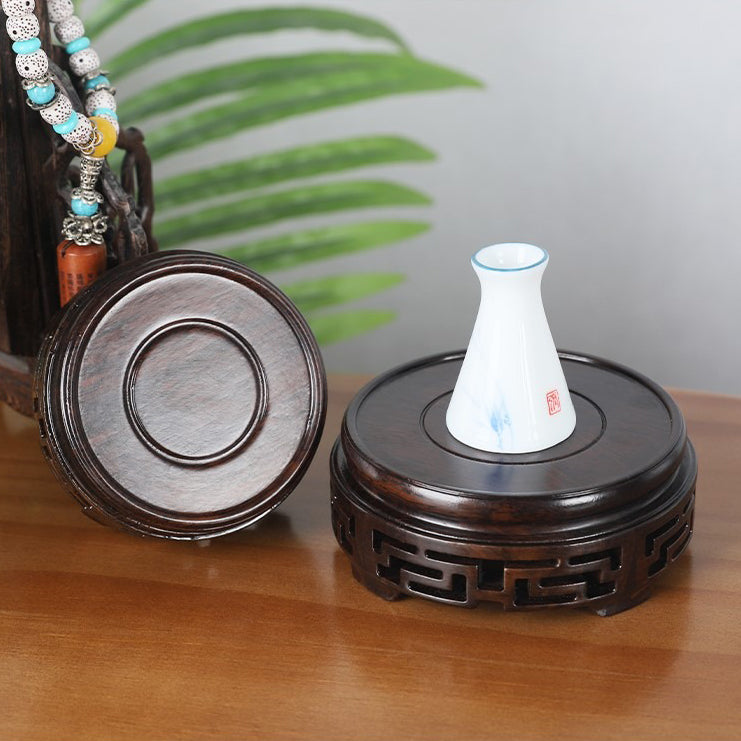 Elegant ebony wood teapot stand with traditional Chinese design for home decor
