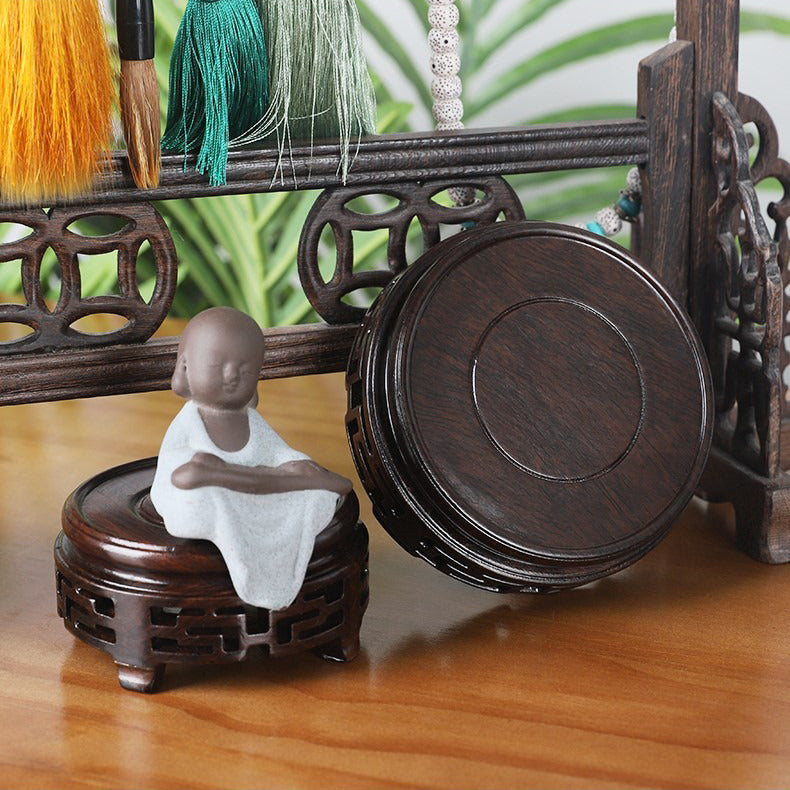 Elegant ebony wood teapot stand with traditional Chinese design for home decor