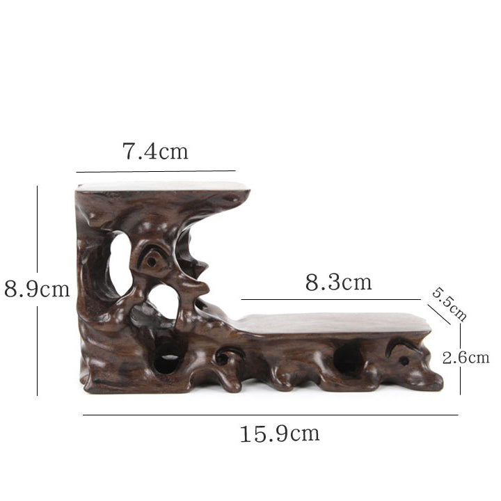 Close-up view of a high-quality rosewood stand showcasing natural grain and craftsmanship