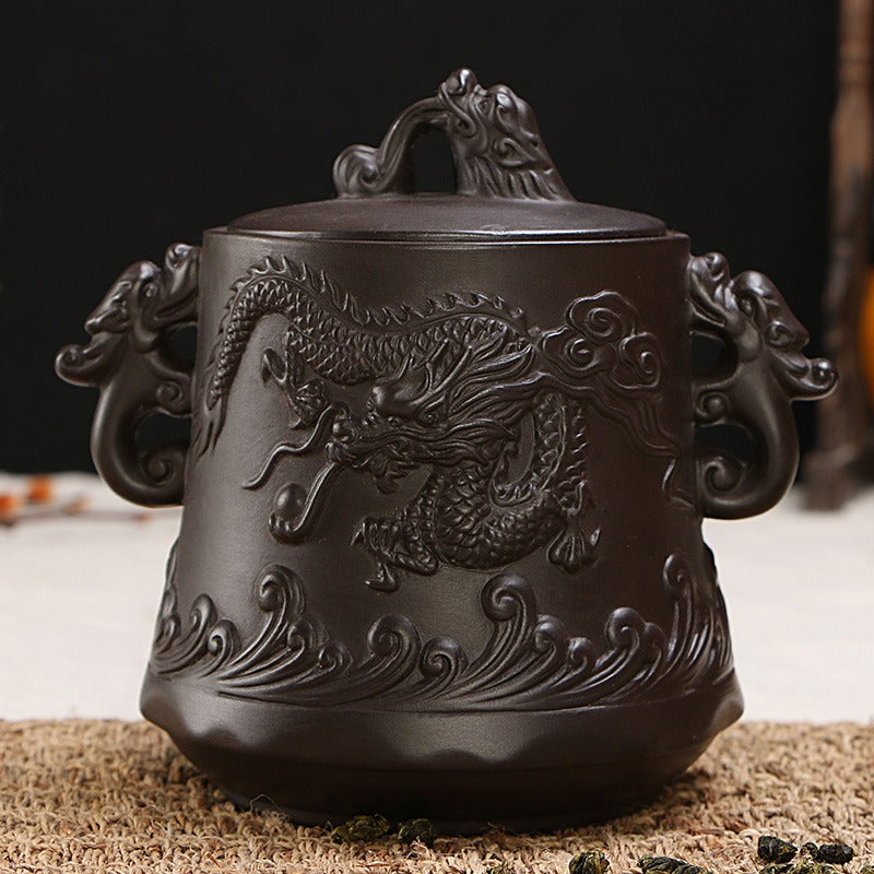 High-quality tea canister made from premium purple clay, ideal for preserving the flavor of tea.