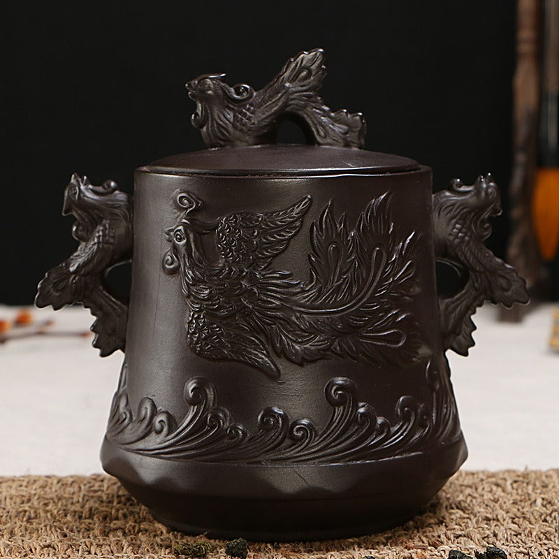 High-quality tea canister made from premium purple clay, ideal for preserving the flavor of tea.