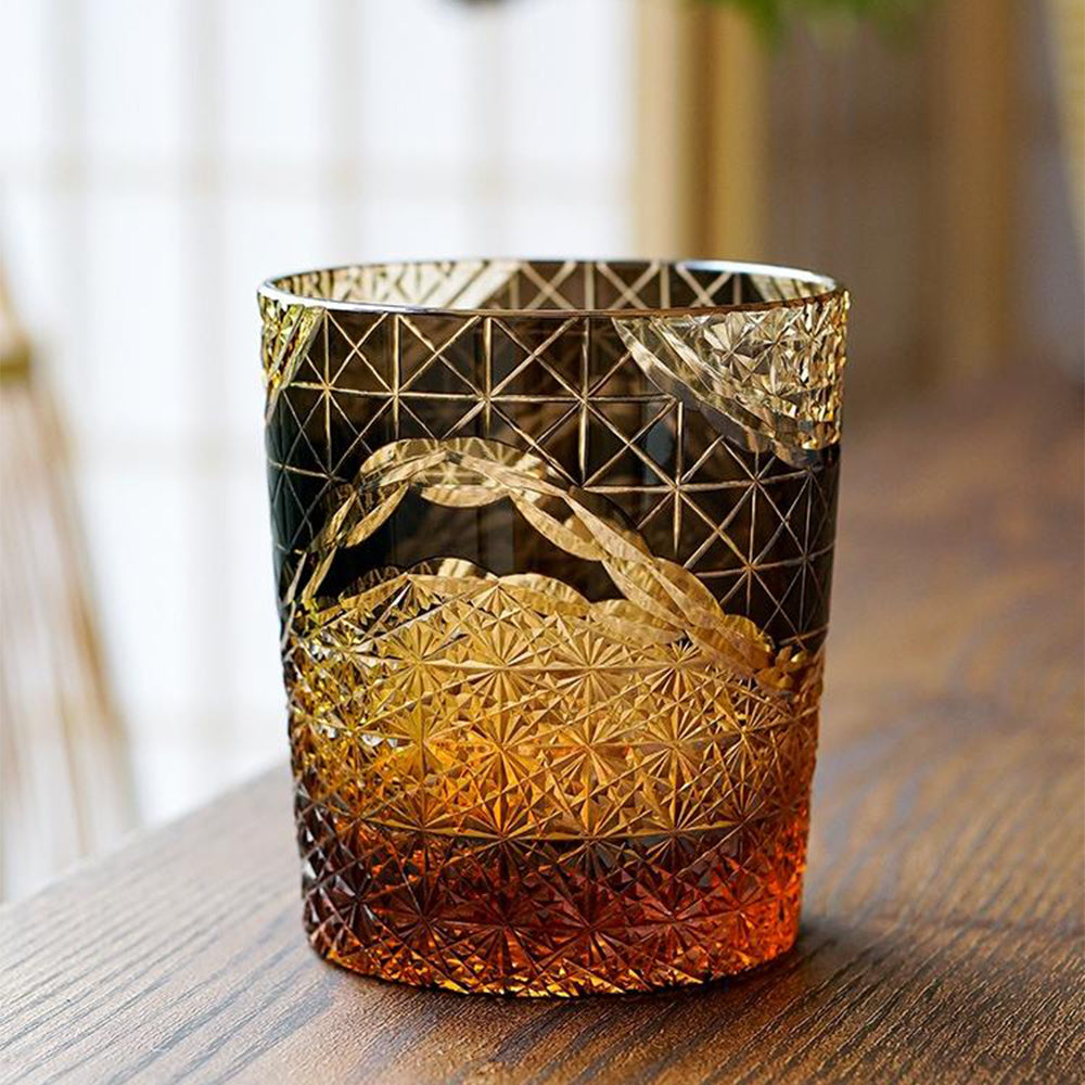 Elegant amber glassware used for whiskey or Japanese tea