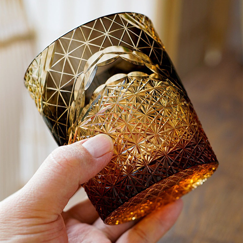 Elegant amber glassware used for whiskey or Japanese tea