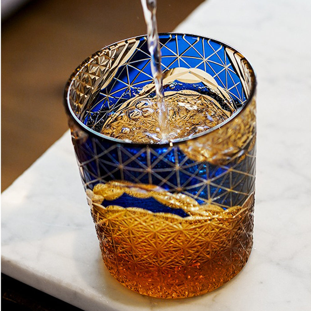 Elegant amber glassware used for whiskey or Japanese tea