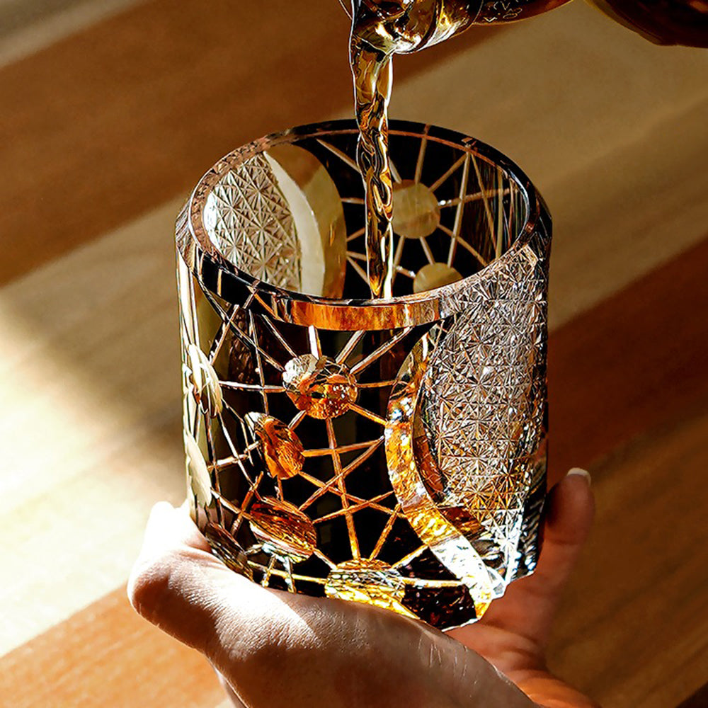 Top-rated Japanese crystal whiskey glass with a celestial star design, ideal for collectors and enthusiasts