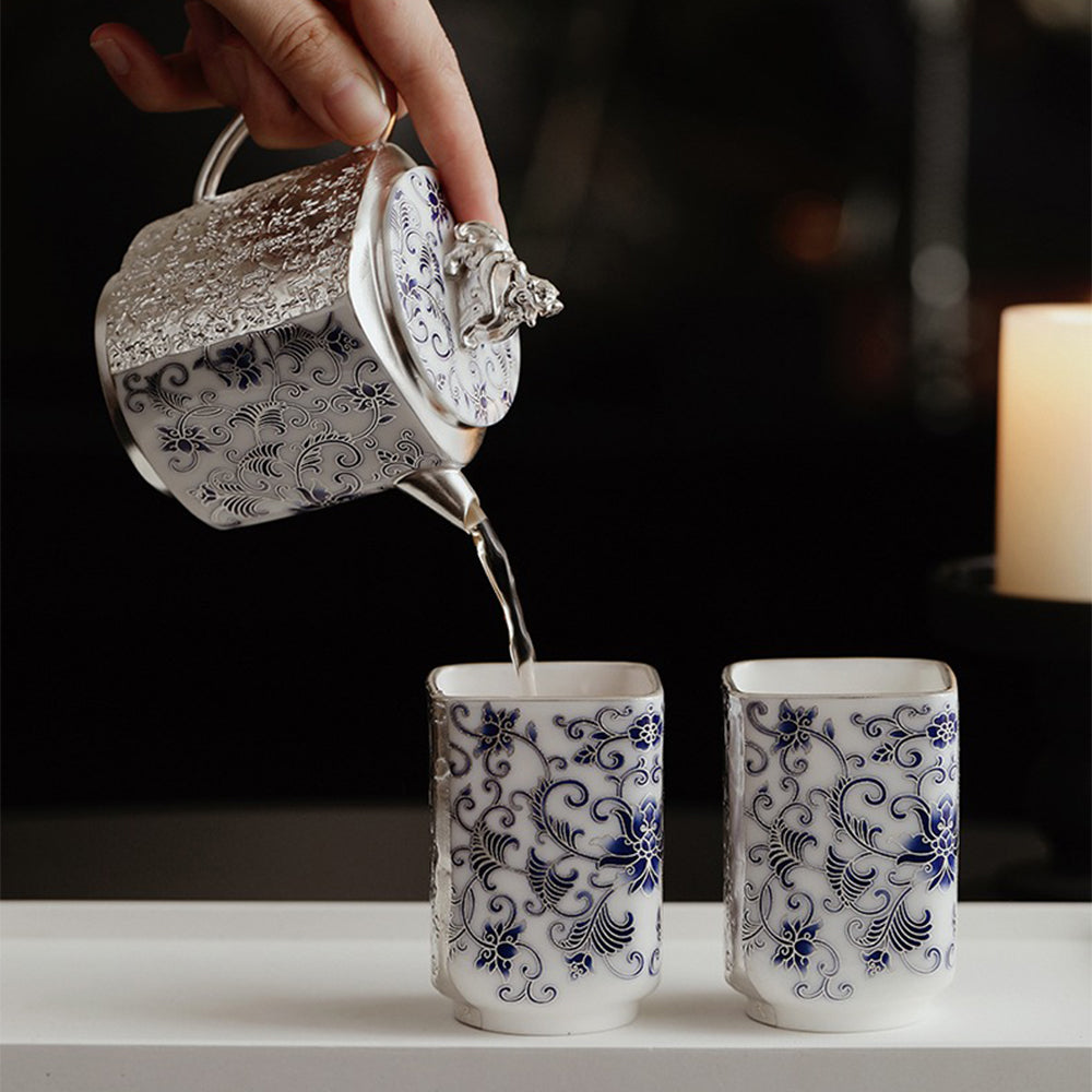 The teapot elegantly displayed in a cozy living room setting, perfect for afternoon tea.