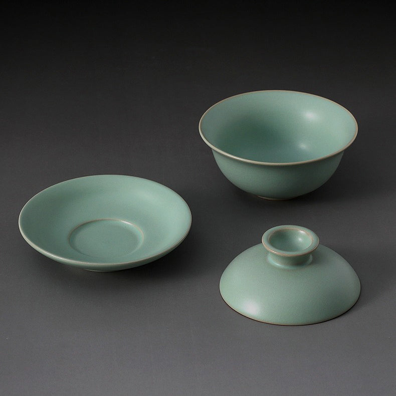 Close-up of the glazed surface of Chinese teaware