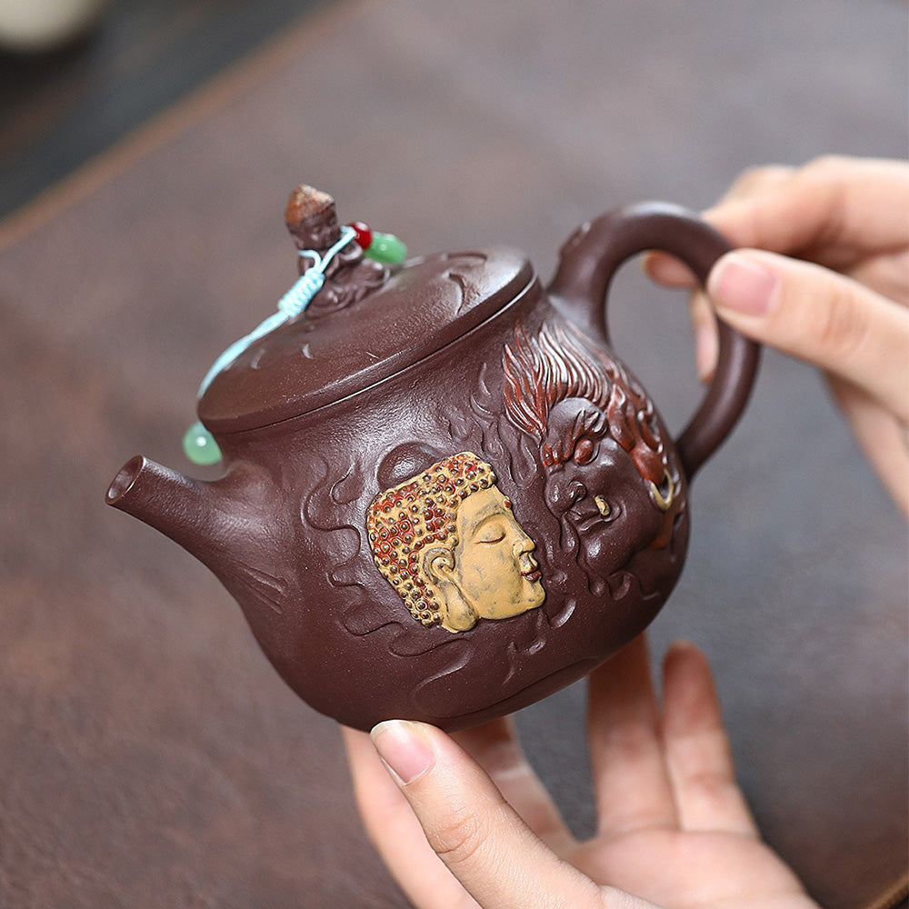 Side angle of the Hanwa teapot, demonstrating its comfortable grip and elegant spout.