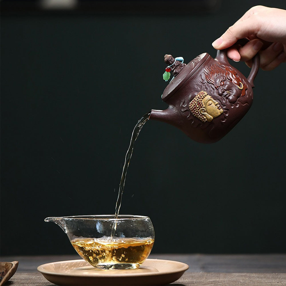 Side angle of the Hanwa teapot, demonstrating its comfortable grip and elegant spout.
