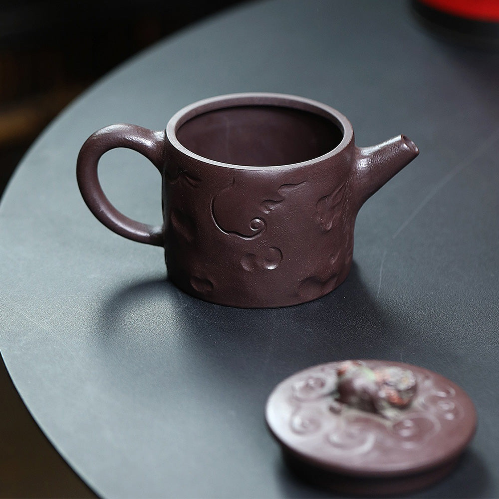 Elegant Hanwa shape purple clay teapot with wide mouth for easy pouring