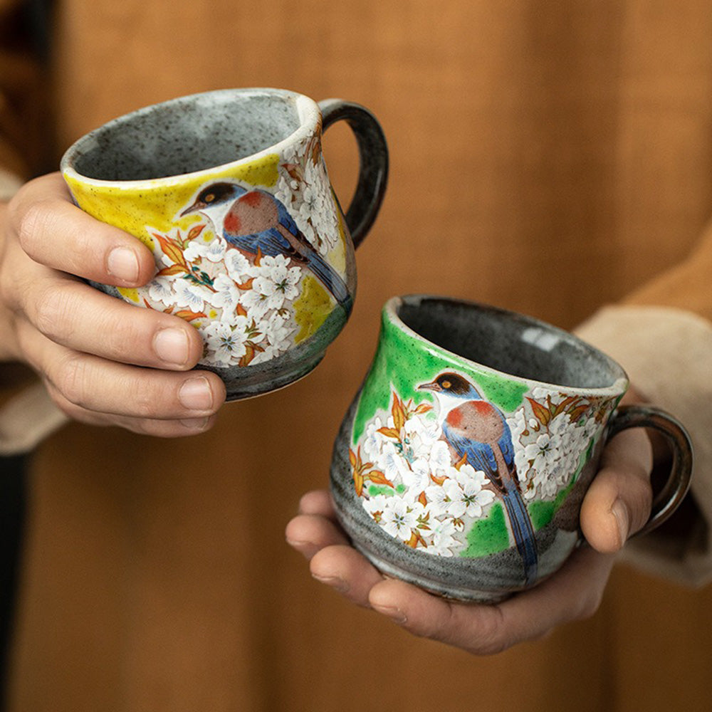 Side view of the Kutani tea cup with a non-slip matte bottom for enhanced grip.