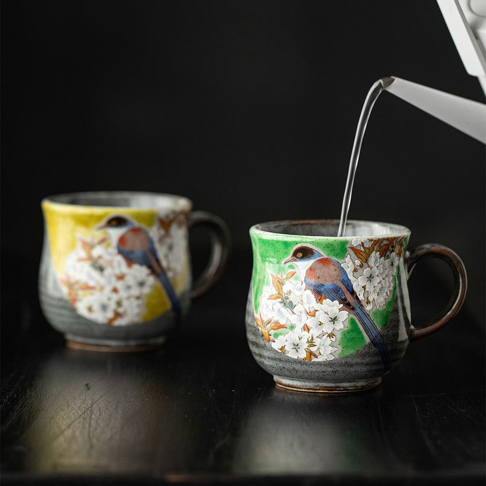 Beautifully packaged cherry blossom Kutani tea cup, perfect for gifting.