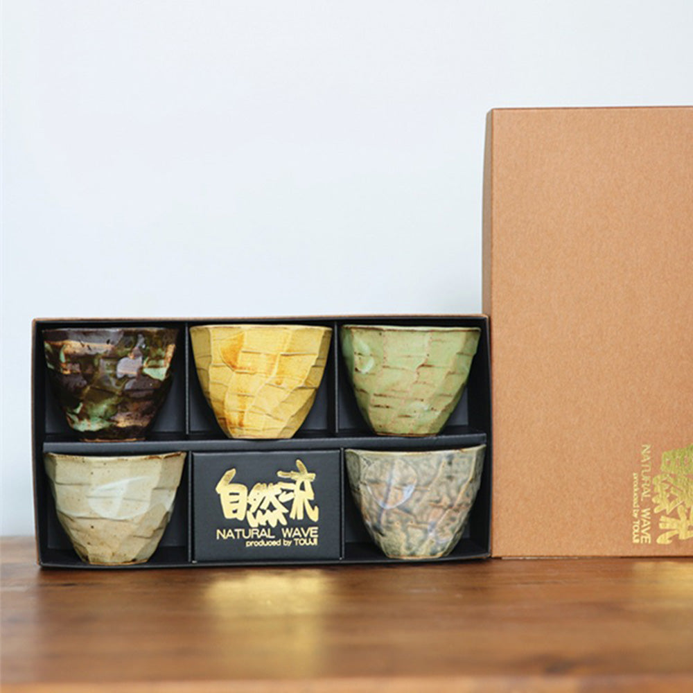 Elegant display of Japanese tea cups, perfect for tea lovers.
