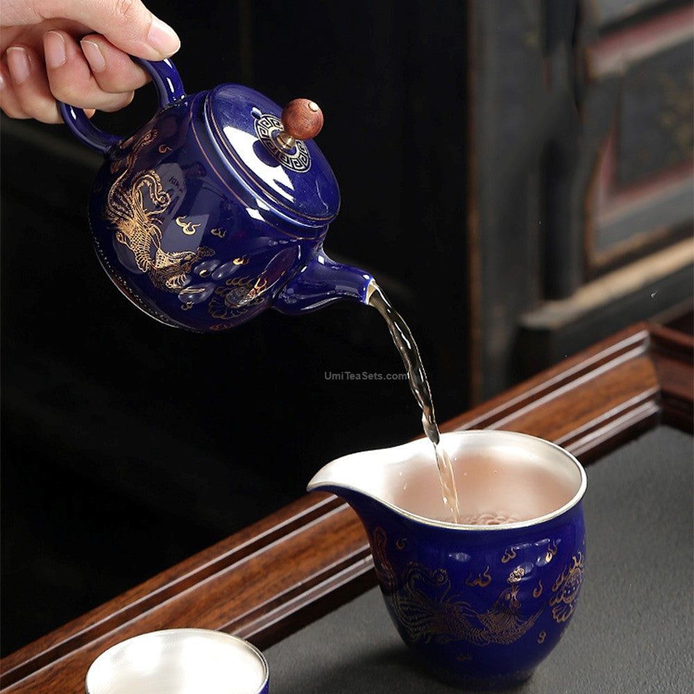 Close-up of the silver-lined interior of the teacup, emphasizing craftsmanship and hygienic benefits.