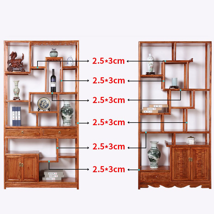 Elegant Chinese tea display cabinet showcasing fine tea sets and accessories.