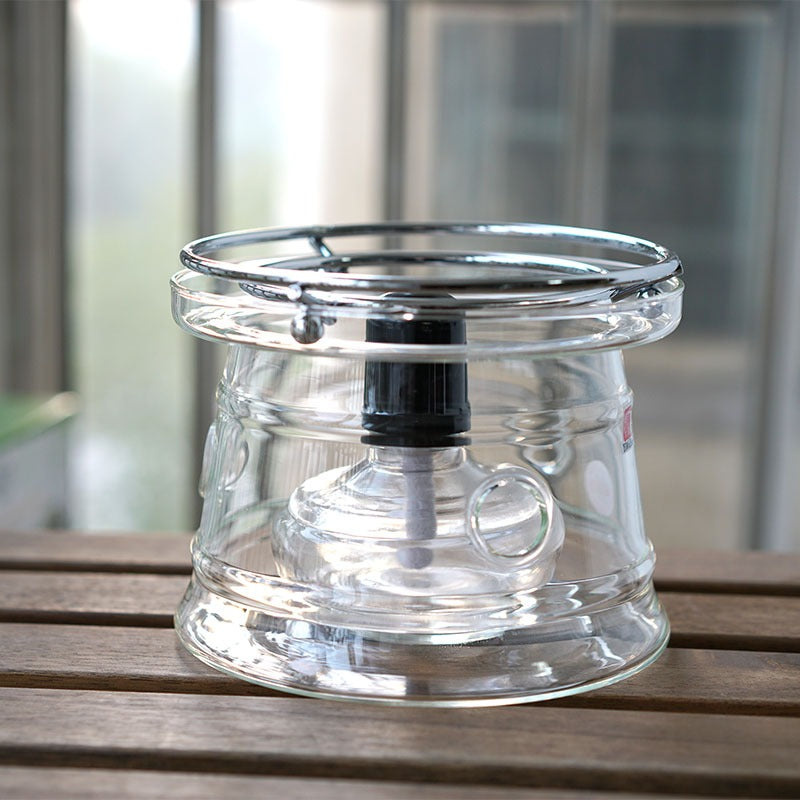 Glass teapot with alcohol burner for keeping tea hot