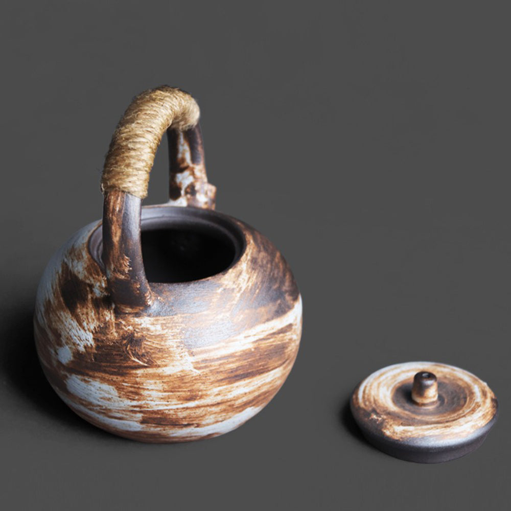 Close-up of the Wabi-Sabi Japanese Artisan Teapot highlighting its unique glaze and texture.