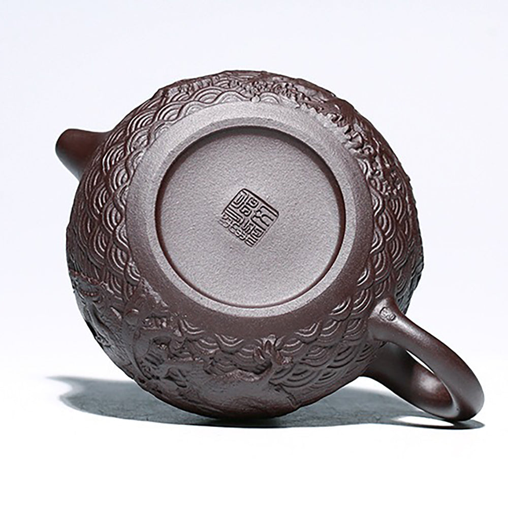 Full view of the luxury purple clay dragon teapot gift box, perfect for tea lovers.
