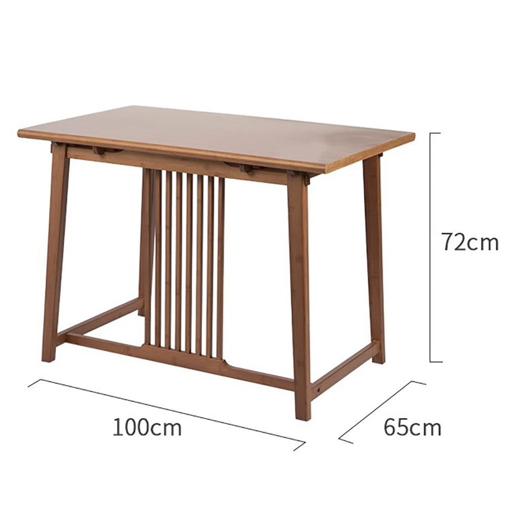 Elegant bamboo tea table set with three chairs, showing its modern design
