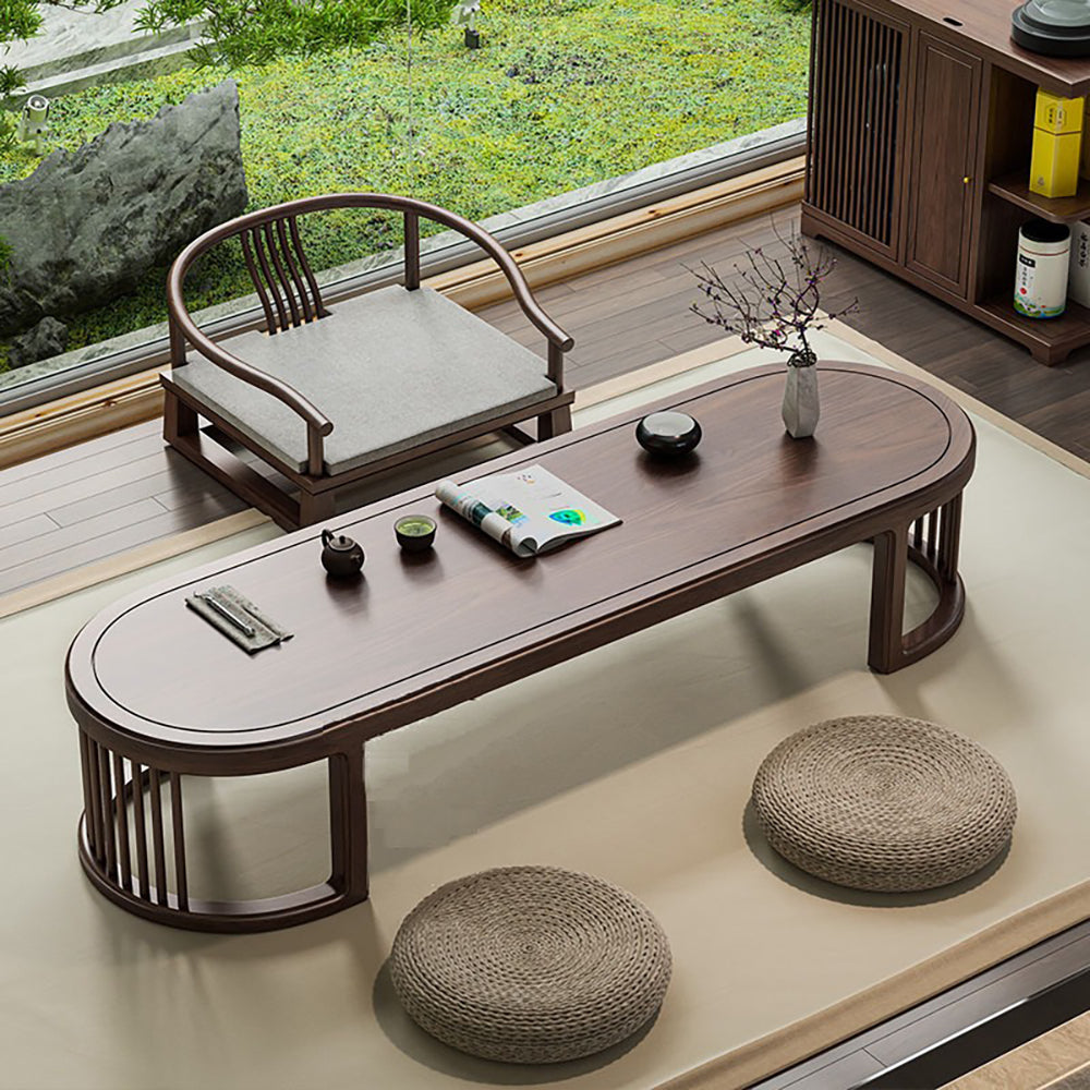 Modern Japanese style wooden coffee table with sleek walnut finish