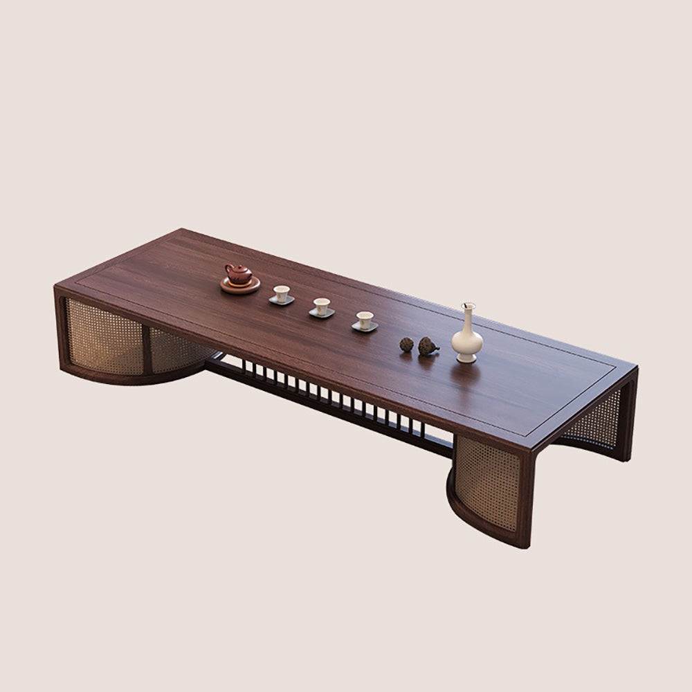 Top view of the tea table displaying its polished surface and elegant design, perfect for tea gatherings.