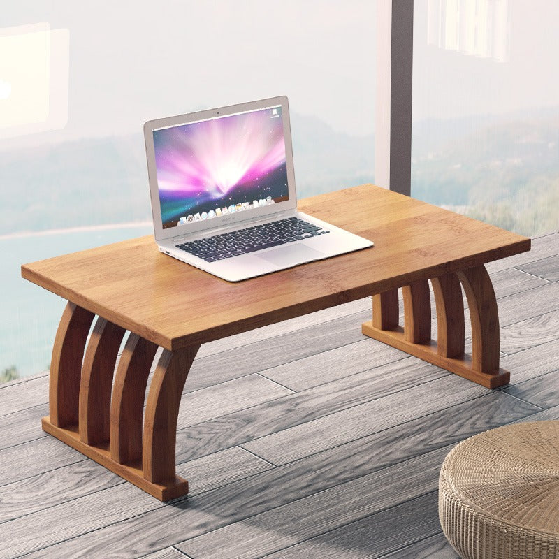 Close-up of the handmade bamboo tea table for sale, highlighting the craftsmanship and design details.