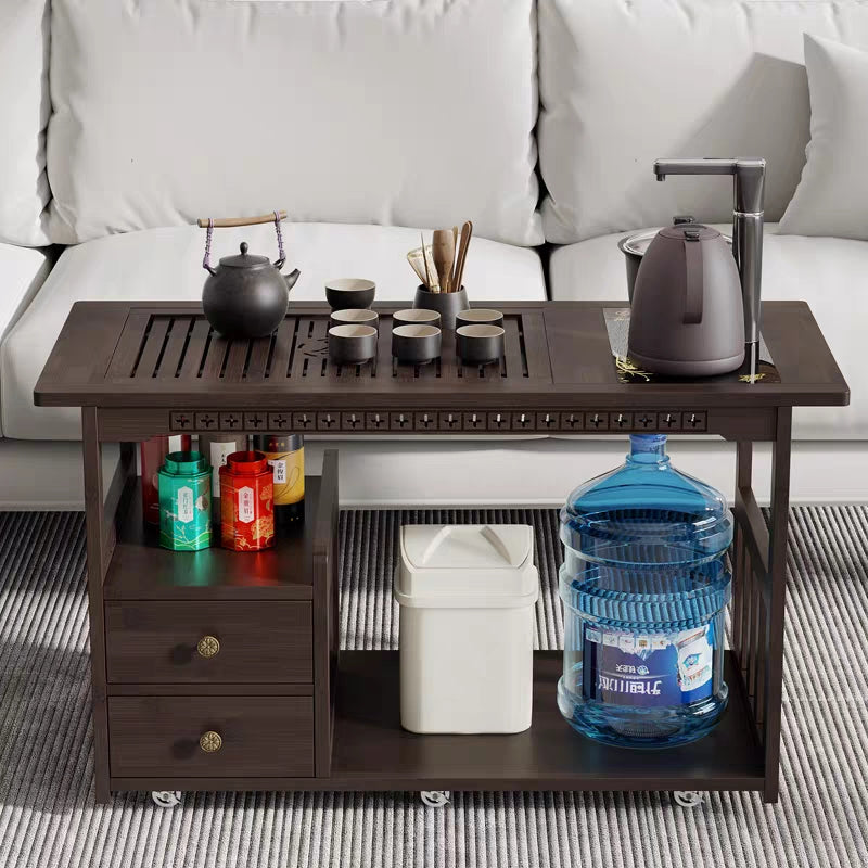 High-quality tea table with storage and mobility features, perfect for home or tea room use