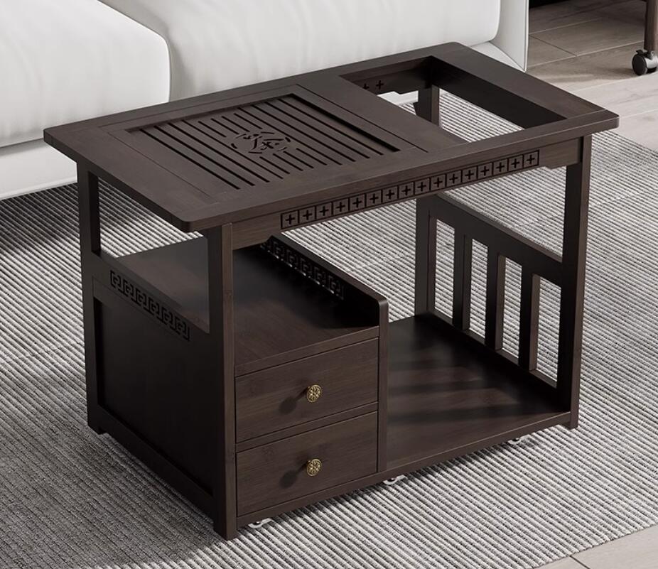 High-quality tea table with storage and mobility features, perfect for home or tea room use