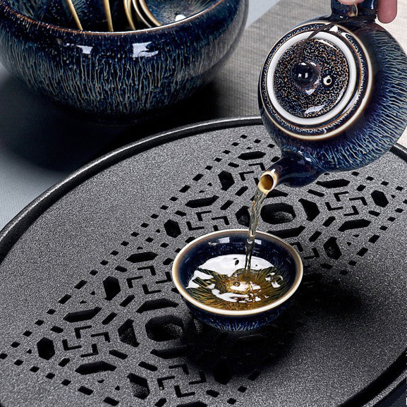 Complete Chinese tea set with teapot and cups for traditional tea brewing