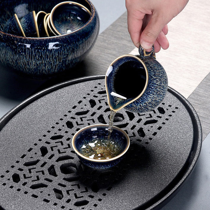 Elegant ceramic tea set with waterproof glaze, ideal for gifts