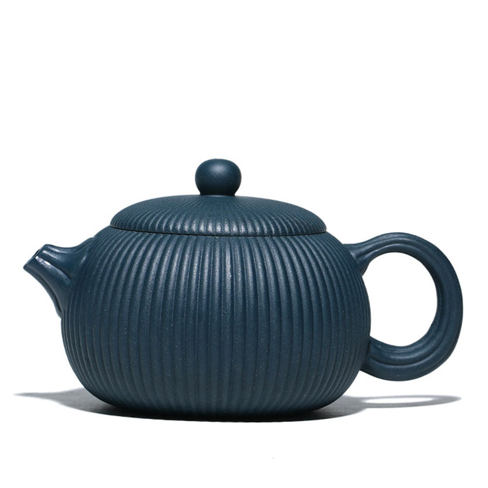 Yixing Blue Clay Xi Shi Stripes Teapot with traditional Chinese design for tea lovers