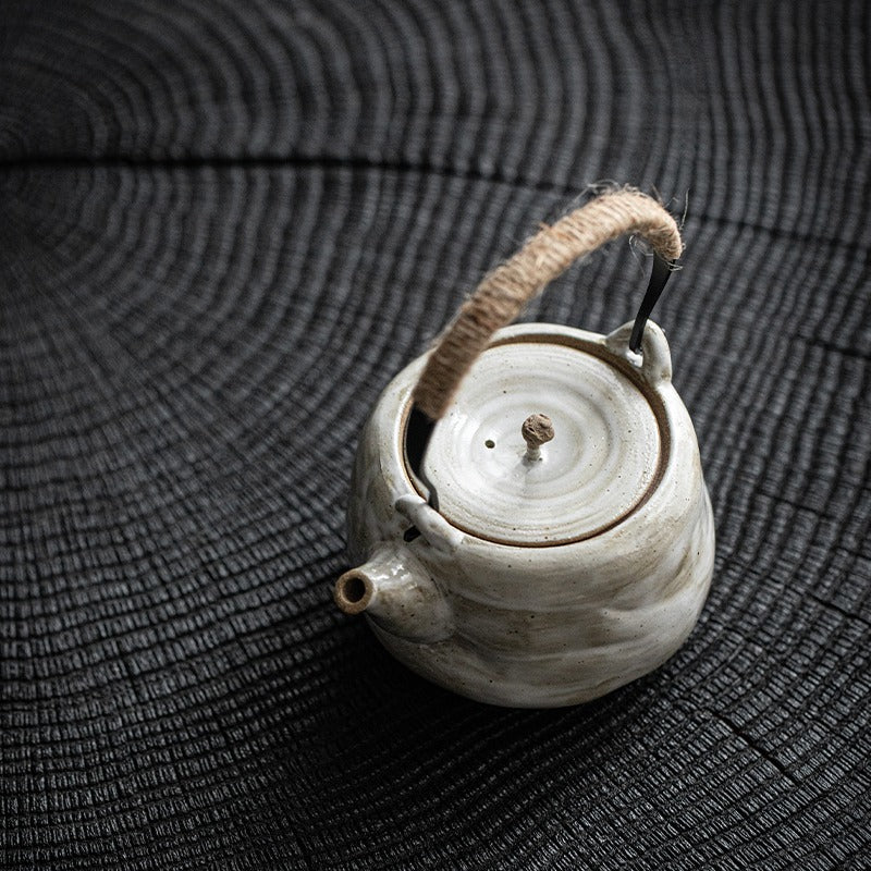 Close-up of the textured surface of a Japanese teapot for tea lovers
