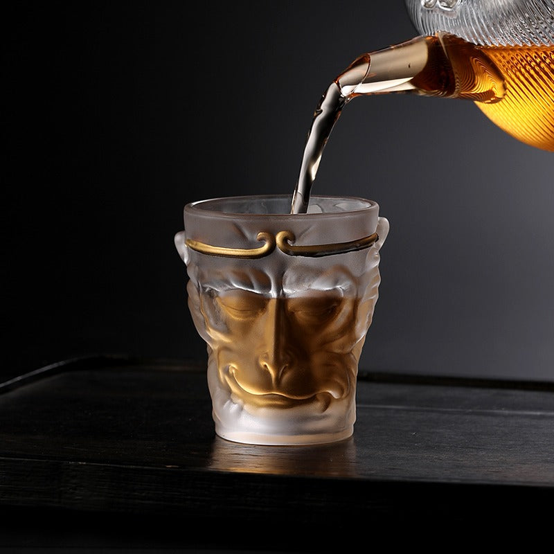 The Eco-Friendly Borosilicate Glass Tea Cup on a wooden table, illustrating its practical use.