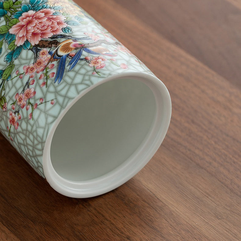 Tea caddy with loose leaf tea inside, highlighting airtight seal and stylish appearance