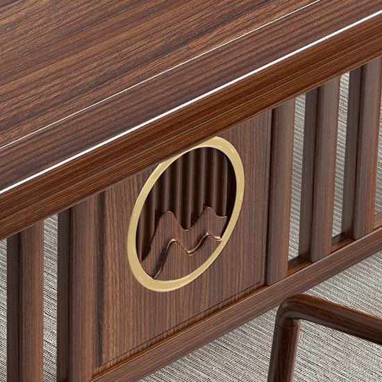 Side view of the modern yet rustic design of the best Zen tea table for living room