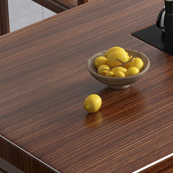 Close-up of Douglas fir wood grain on Gongfu tea table showing natural texture