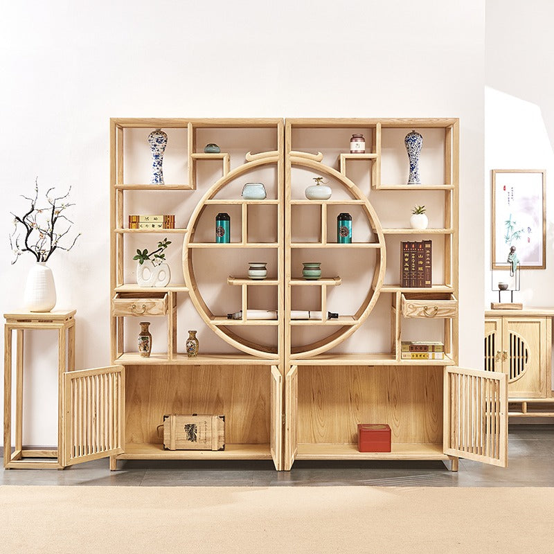 Large capacity wooden storage cabinet for home with elevated base and water-resistant finish