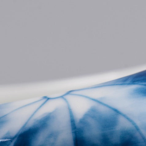 Close-up of hand-painted lotus porcelain cha he showcasing intricate details