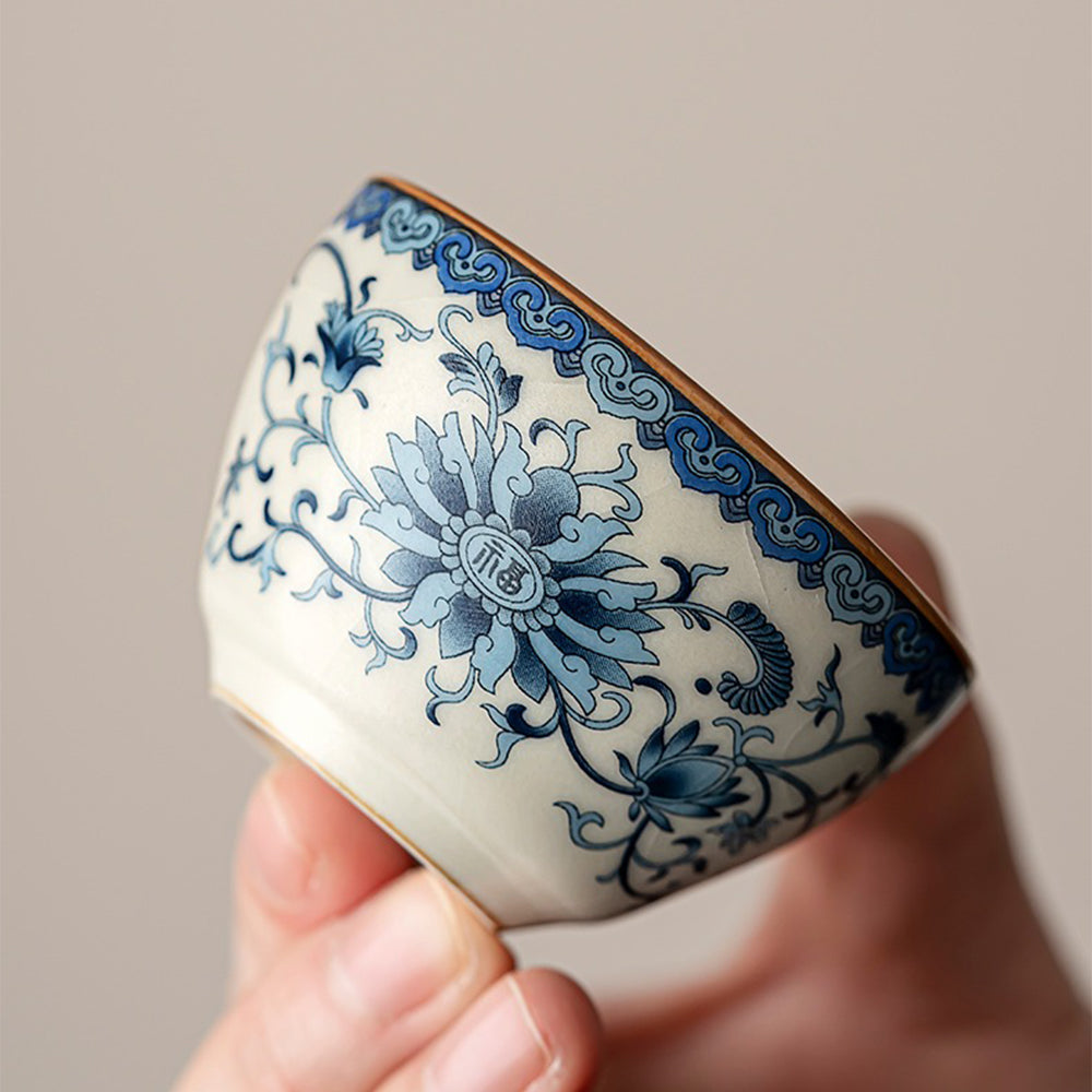 Full view of the traditional tea set arranged for tea ceremony, showcasing teapot, gaiwan, and cups