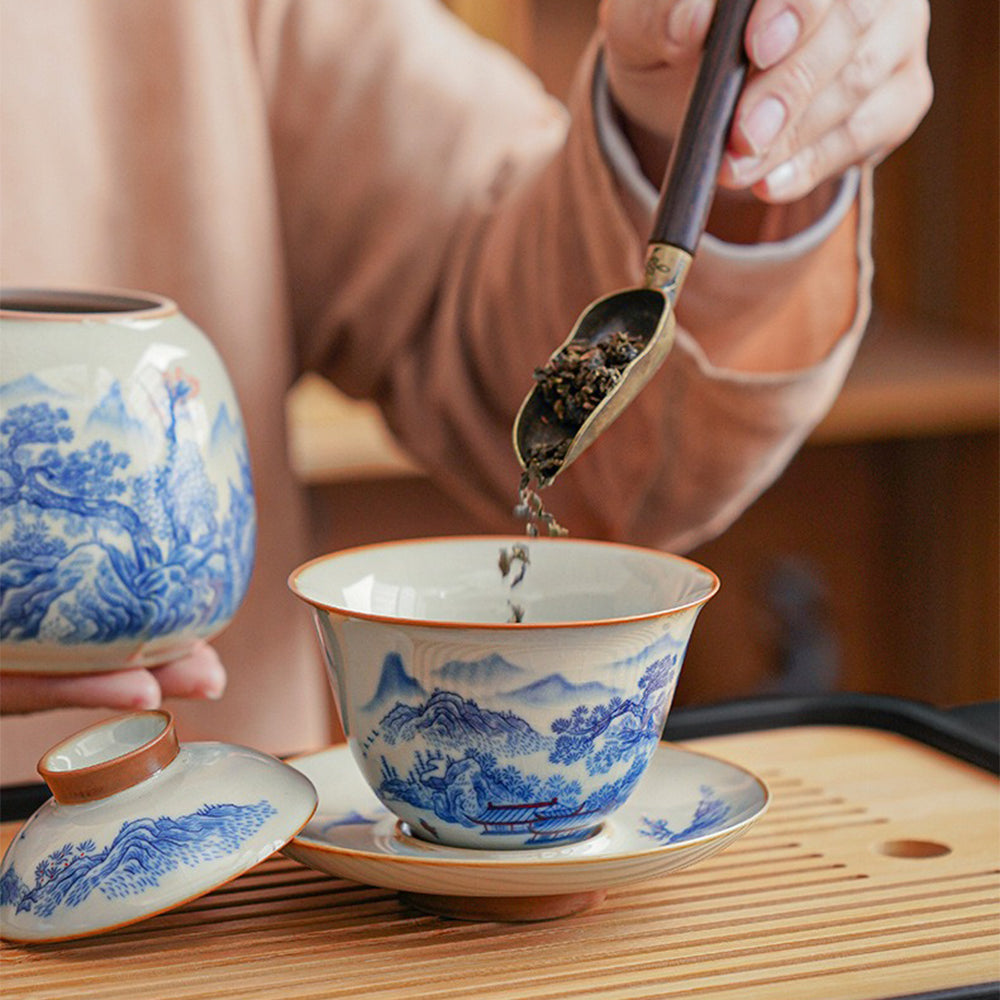 Close-up of affordable gaiwan for tea lovers with smooth glaze and wide mouth for leaf placement