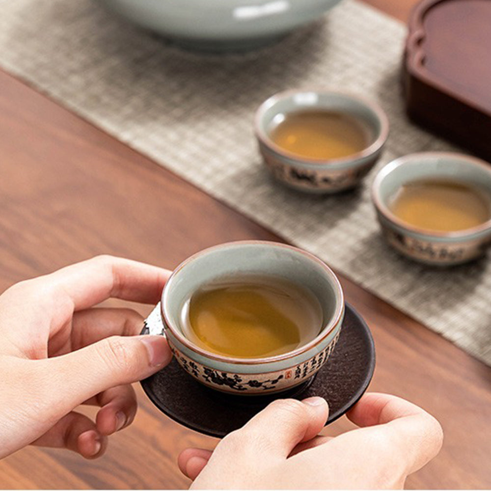 Complete ceramic tea set with teapot, cups, and accessories, perfect for gifting