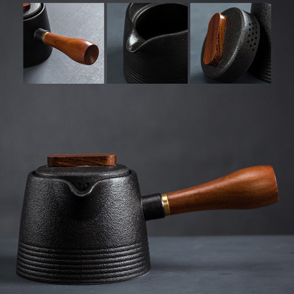 Elegant black pottery tea set with fine polishing and smooth finish