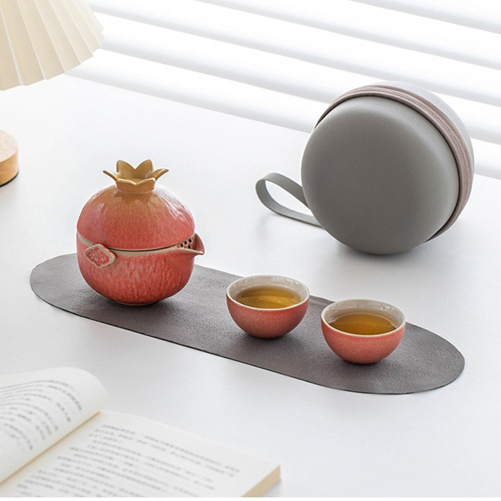 Pomegranate shaped ceramic teapot with vibrant glaze
