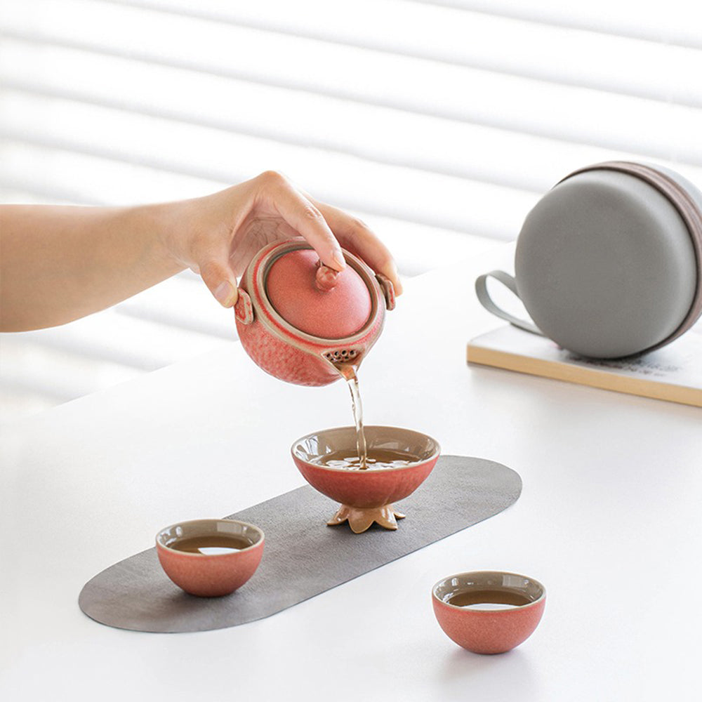 Kungfu tea set for outdoor brewing with tea cups