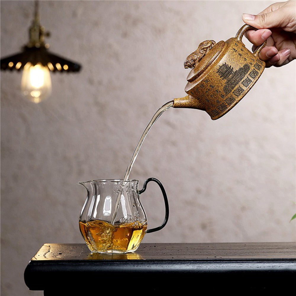 Tea brewing scene showcasing the high-quality Duan Ni clay teapot