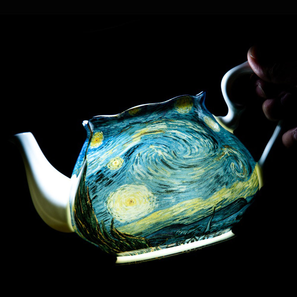 Artistic porcelain tea set in a gift box, perfect for special occasions or as a gift
