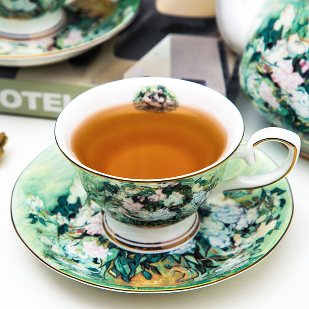 Gift box packaging featuring Van Gogh artwork, ideal as best porcelain tea set for gifts.