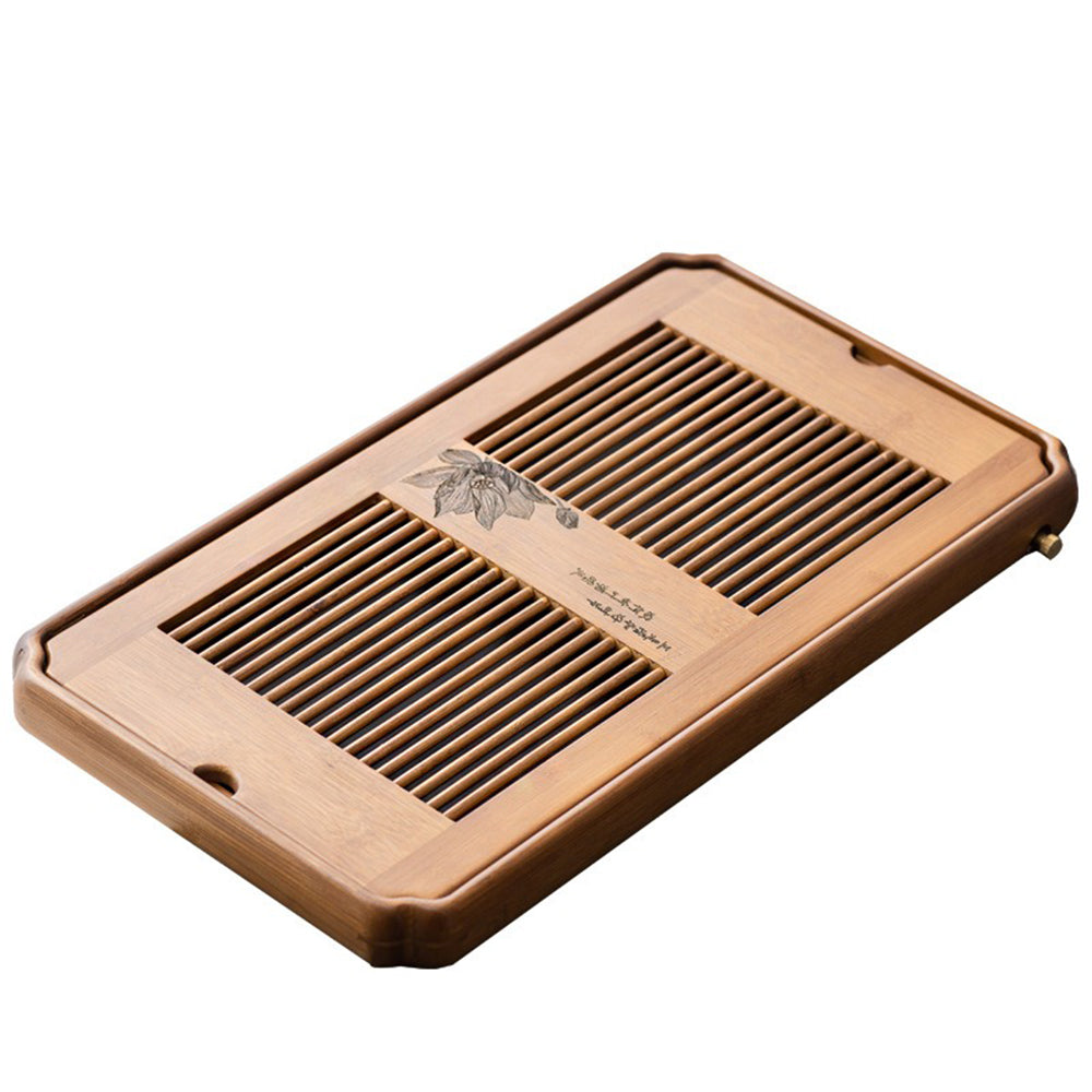 Premium Bamboo Lotus Tea Tray showcasing its beautiful lotus design from an aerial view.