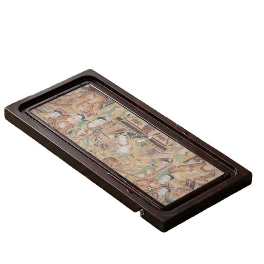Color change bamboo tea tray showcasing intricate patterns under hot water