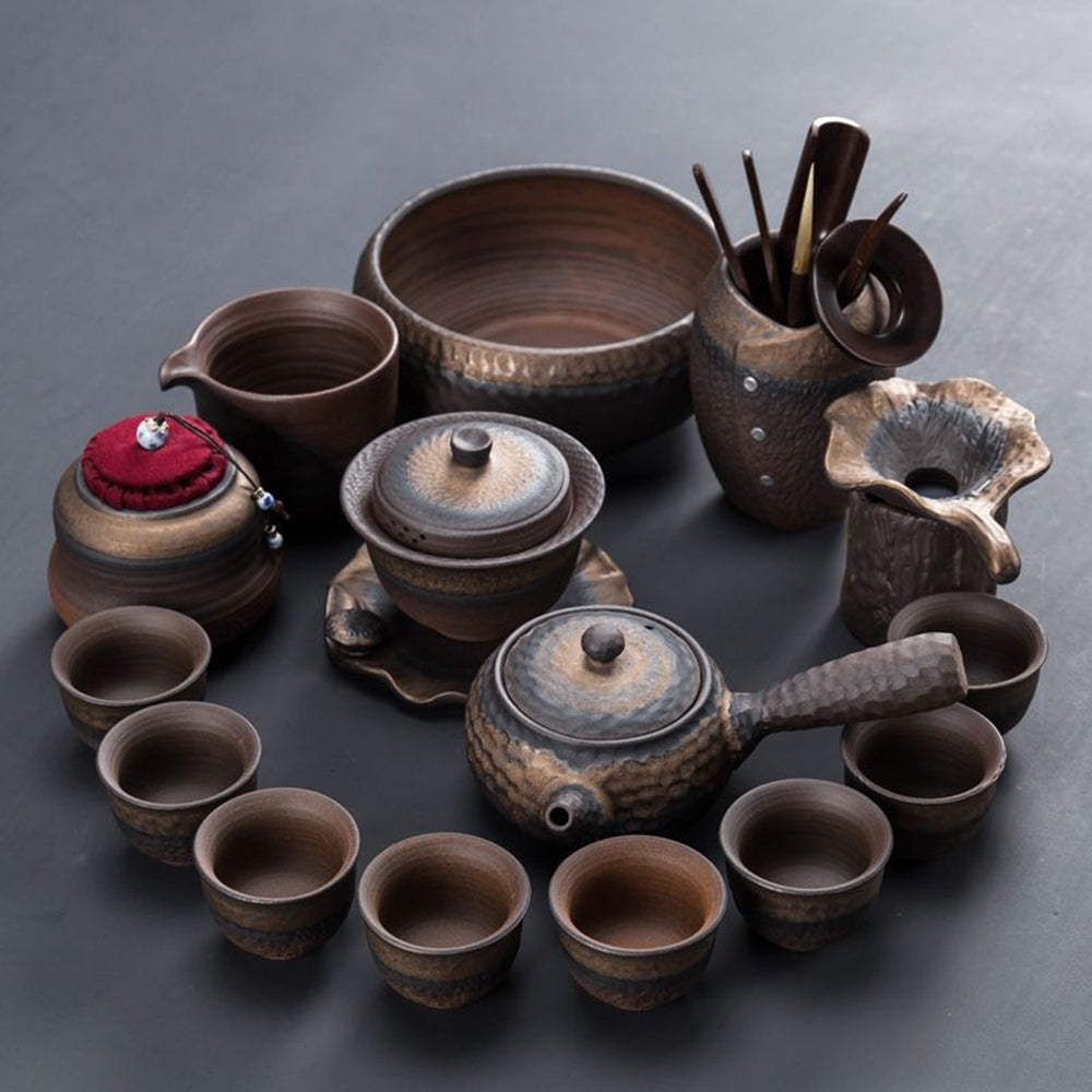 Tea set with bamboo tray and accessories, perfect for gifting or personal use